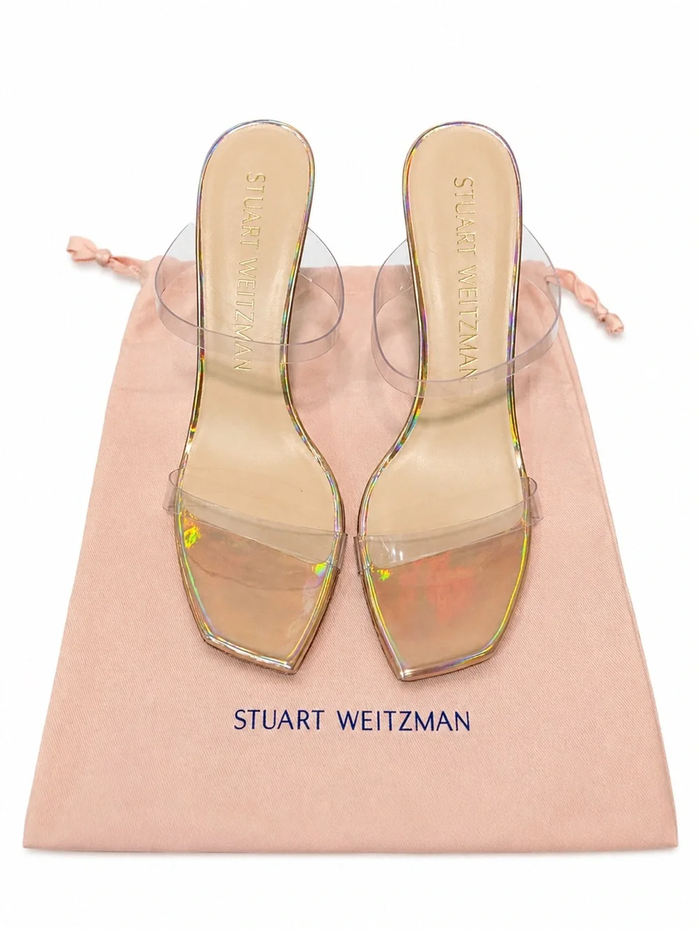 STUART WEITZMAN Aleena 100mm Heel Iridescent Sandals | Size 10